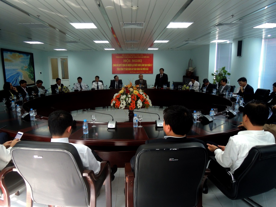 Hội nghị công bố Quyết định bổ nhiệm lại chức danh Lãnh đạo quản lý Tổng công ty Bảo đảm an toàn hàng hải miền Bắc