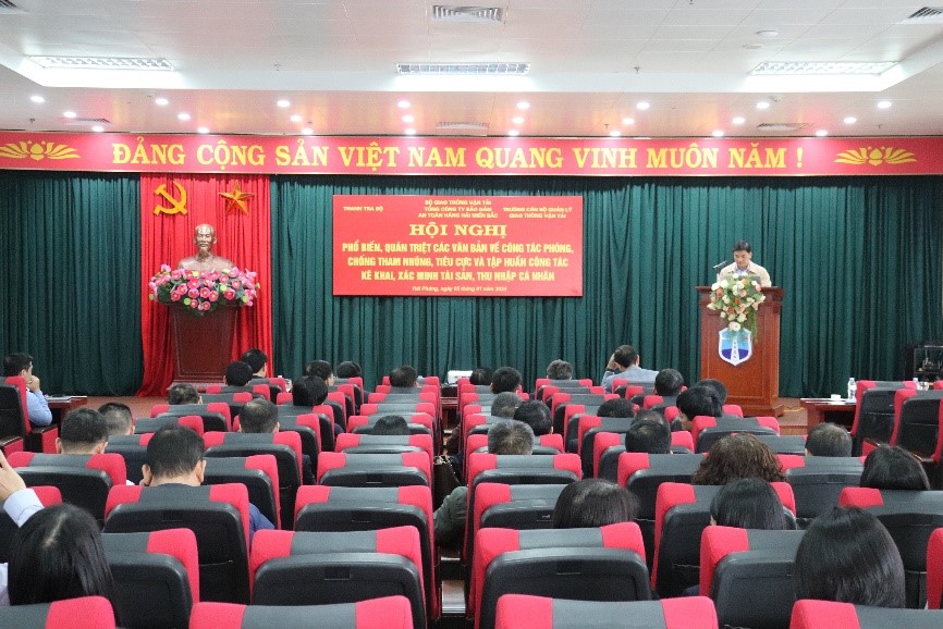 Hội nghị phổ biến, quán triệt các văn bản về công tác phòng, chống tham nhũng, tiêu cực và tập huấn công tác kê khai, xác minh tài sản, thu nhập cá nhân tại Tổng công ty Bảo đảm an toàn hàng hải miền Bắc